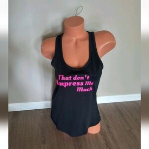 Enza Women's That Don't Impress Me Much Graphics Racerback Tank Top Size M Black